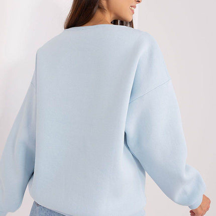 Women's Pullover Cotton Sweatshirt with Bold Front Print & Textured Fabric - MimiStylez