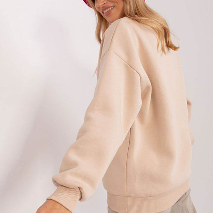 Women's Pullover Cotton Sweatshirt with Bold Front Print & Textured Fabric - MimiStylez