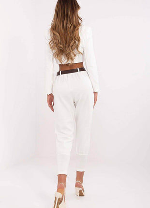 Elegant High-Waist Sweatpants with Belt – Ribbed Cuffs & Side Pockets - MimiStylez