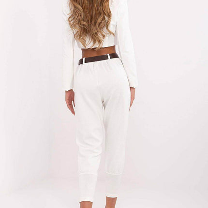 Elegant High-Waist Sweatpants with Belt – Ribbed Cuffs & Side Pockets - MimiStylez