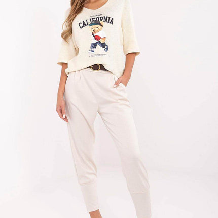 Elegant High-Waist Sweatpants with Belt – Ribbed Cuffs & Side Pockets - MimiStylez