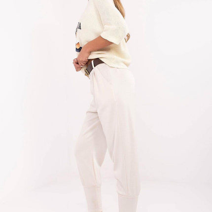 Elegant High-Waist Sweatpants with Belt – Ribbed Cuffs & Side Pockets - MimiStylez