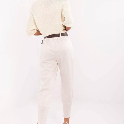Elegant High-Waist Sweatpants with Belt – Ribbed Cuffs & Side Pockets - MimiStylez