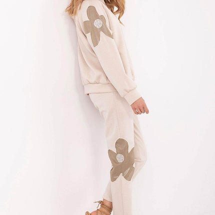 Elegant Women's Tracksuit Set with Floral Zircon Details - MimiStylez