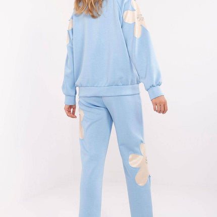 Women's Tracksuit Set with Floral Zircon Inserts – Sweatshirt & High-Waist Pants - MimiStylez