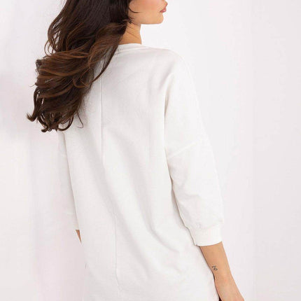 Cotton-Blend Blouse with 3/4 Sleeves & Buttoned Pocket - MimiStylez
