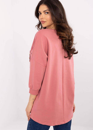 Cotton-Blend Blouse with 3/4 Sleeves & Buttoned Pocket - MimiStylez