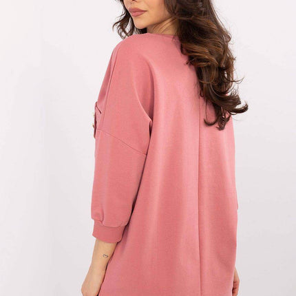 Cotton-Blend Blouse with 3/4 Sleeves & Buttoned Pocket - MimiStylez