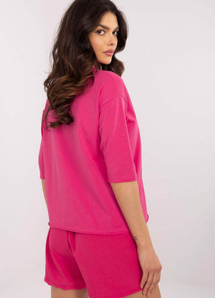 Casual Cotton-Blend Blouse with Inscriptions - MimiStylez