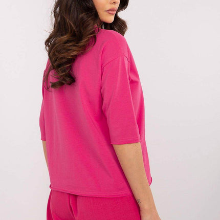 Casual Cotton-Blend Blouse with Inscriptions - MimiStylez