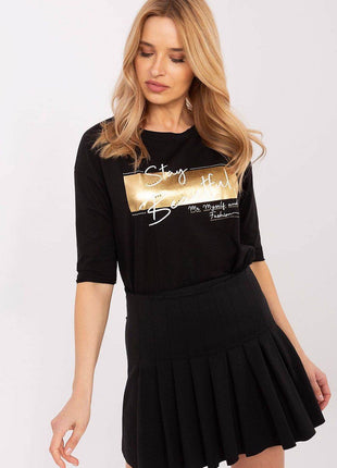 Casual Cotton-Blend Blouse with Inscriptions - MimiStylez