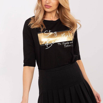 Casual Cotton-Blend Blouse with Inscriptions - MimiStylez