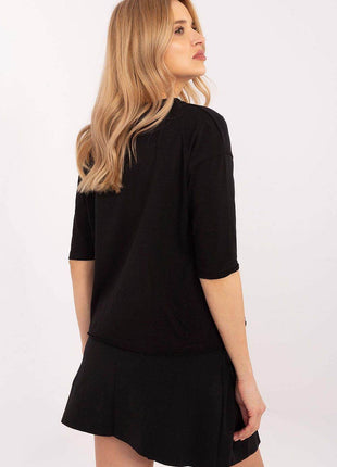 Casual Cotton-Blend Blouse with Inscriptions - MimiStylez