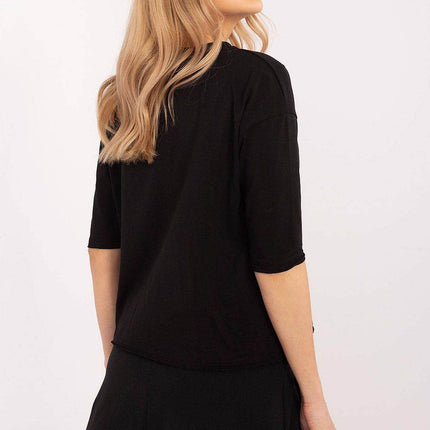 Casual Cotton-Blend Blouse with Inscriptions - MimiStylez