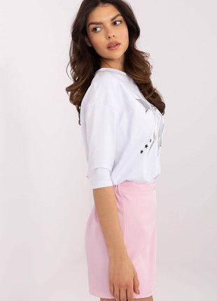 Stylish 3/4 Sleeve Cotton Blouse with Modern Print - MimiStylez