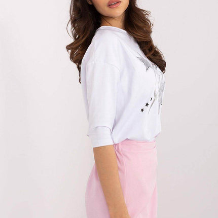 Stylish 3/4 Sleeve Cotton Blouse with Modern Print - MimiStylez