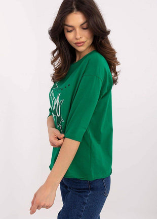 Stylish 3/4 Sleeve Cotton Blouse with Modern Print - MimiStylez
