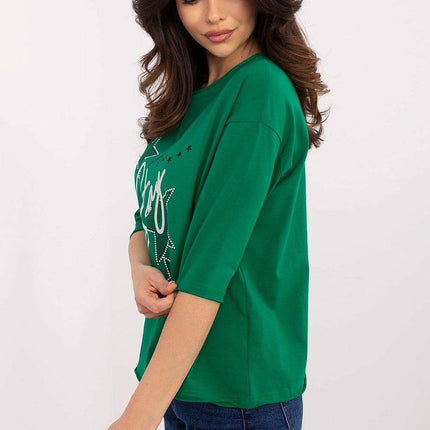 Stylish 3/4 Sleeve Cotton Blouse with Modern Print - MimiStylez