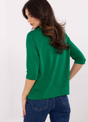 Stylish 3/4 Sleeve Cotton Blouse with Modern Print - MimiStylez