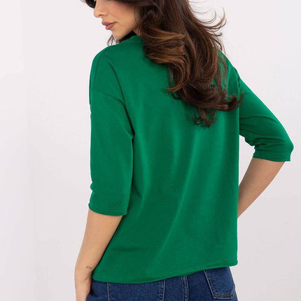 Stylish 3/4 Sleeve Cotton Blouse with Modern Print - MimiStylez