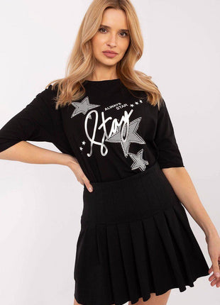 Stylish 3/4 Sleeve Cotton Blouse with Modern Print - MimiStylez