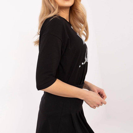 Stylish 3/4 Sleeve Cotton Blouse with Modern Print - MimiStylez
