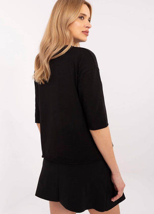 Stylish 3/4 Sleeve Cotton Blouse with Modern Print - MimiStylez