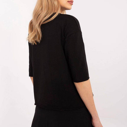 Stylish 3/4 Sleeve Cotton Blouse with Modern Print - MimiStylez