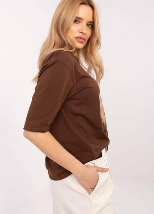 Cotton-Blend Everyday Blouse with Animal Print & 3/4 Sleeves - MimiStylez