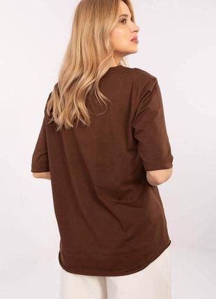 Cotton-Blend Everyday Blouse with Animal Print & 3/4 Sleeves - MimiStylez