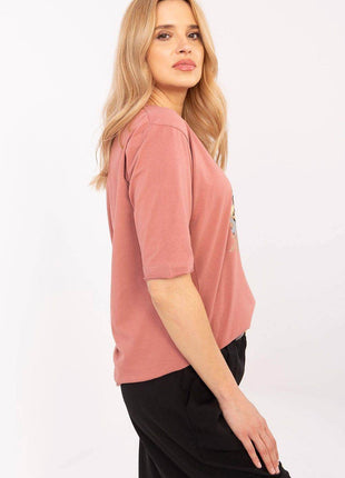 Cotton-Blend Everyday Blouse with Animal Print & 3/4 Sleeves - MimiStylez