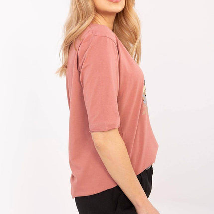 Cotton-Blend Everyday Blouse with Animal Print & 3/4 Sleeves - MimiStylez