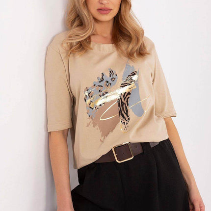 Cotton-Blend Everyday Blouse with Animal Print & 3/4 Sleeves - MimiStylez