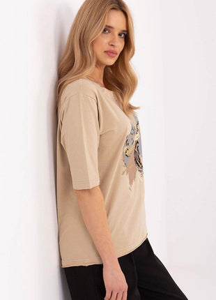 Cotton-Blend Everyday Blouse with Animal Print & 3/4 Sleeves - MimiStylez