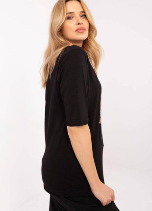 Cotton-Blend Everyday Blouse with Animal Print & 3/4 Sleeves - MimiStylez