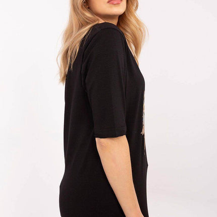 Cotton-Blend Everyday Blouse with Animal Print & 3/4 Sleeves - MimiStylez
