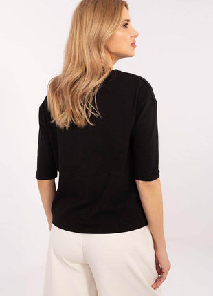 Cotton-Blend Blouse with Animal Print & 3/4 Sleeves - MimiStylez