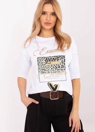 Cotton-Blend Blouse with Animal Print & 3/4 Sleeves - MimiStylez