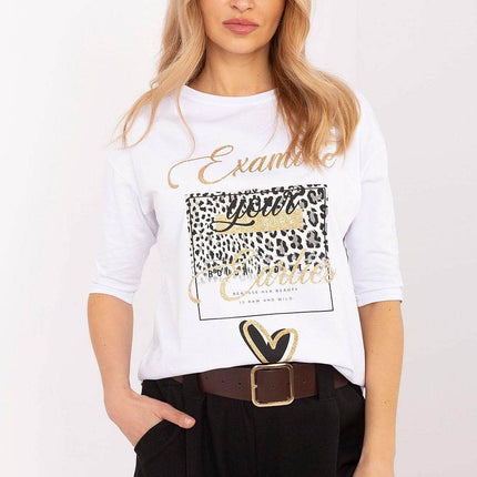 Cotton-Blend Blouse with Animal Print & 3/4 Sleeves - MimiStylez