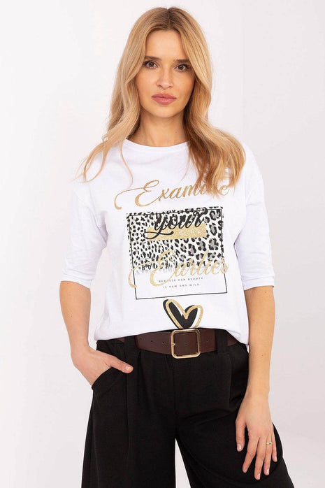 Cotton-Blend Blouse with Animal Print & 3/4 Sleeves - MimiStylez