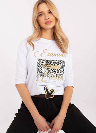 Cotton-Blend Blouse with Animal Print & 3/4 Sleeves - MimiStylez