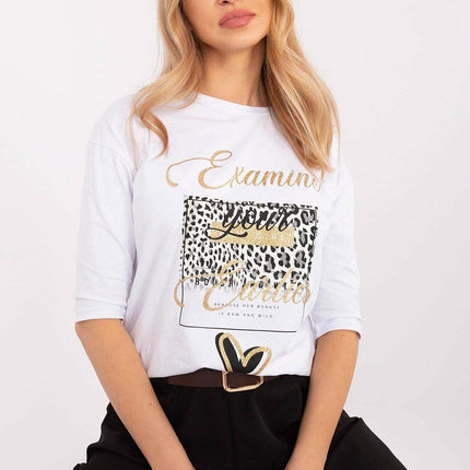 Cotton-Blend Blouse with Animal Print & 3/4 Sleeves - MimiStylez