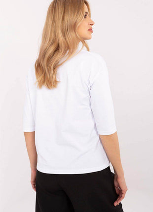 Cotton-Blend Blouse with Animal Print & 3/4 Sleeves - MimiStylez