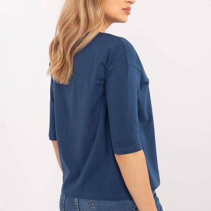 Cotton-Blend Blouse with Animal Print & 3/4 Sleeves - MimiStylez