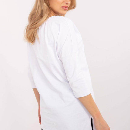 Extended-Cut Cotton Blouse with Bold Animal Print & 3/4 Sleeves - MimiStylez