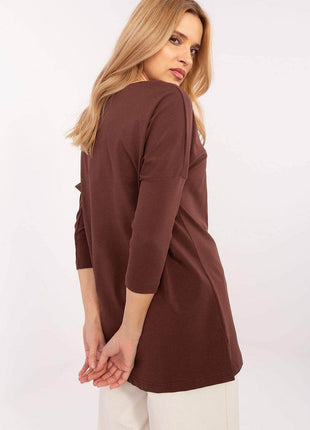 Extended-Cut Cotton Blouse with Bold Animal Print & 3/4 Sleeves - MimiStylez