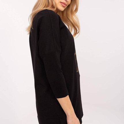 Extended-Cut Cotton Blouse with Bold Animal Print & 3/4 Sleeves - MimiStylez