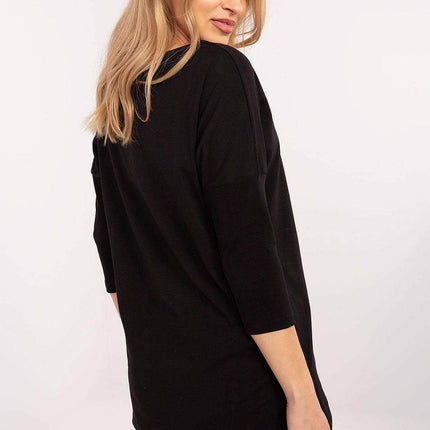 Extended-Cut Cotton Blouse with Bold Animal Print & 3/4 Sleeves - MimiStylez