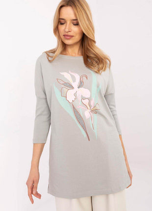 Cotton Blend Blouse – Classic Neckline & Feminine Floral Detail - MimiStylez