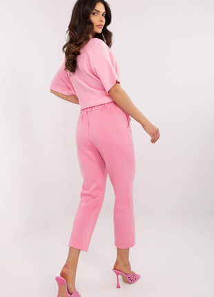 Elegant High-Waisted Sweatpants with Detachable Flower Brooch - MimiStylez